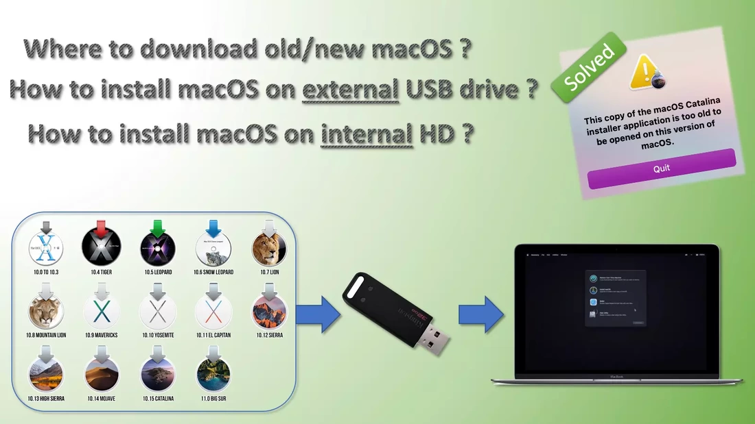 How to Install any old/new MacOS into USB Drive or internal hard disk of MacBook