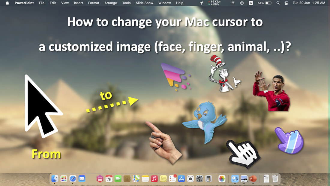 How to change your Mac cursor to a customised image (face, finger, animal)?