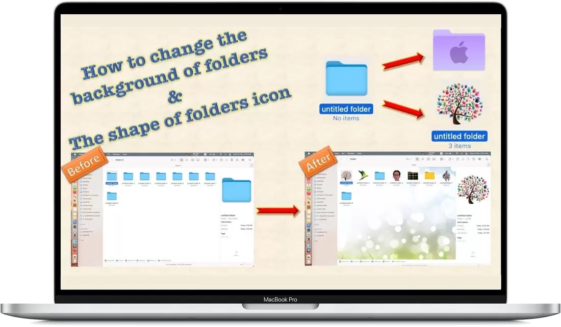 How to replace the folders icons by images! also, you can change the background of any folder..