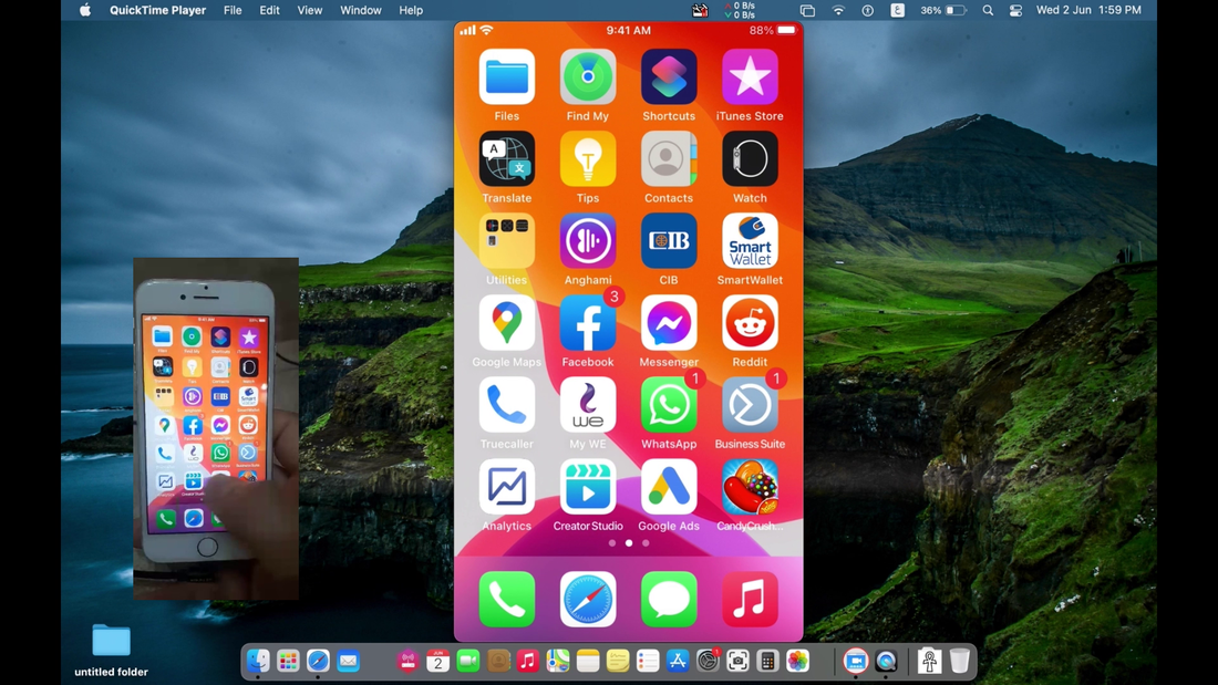 iPhone screen duplication on Mac desktop