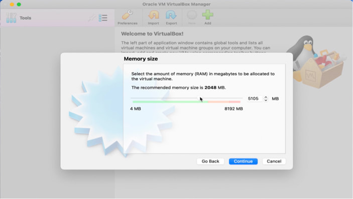 Picture (3): Adjust the memory size to be around 5000 MB.