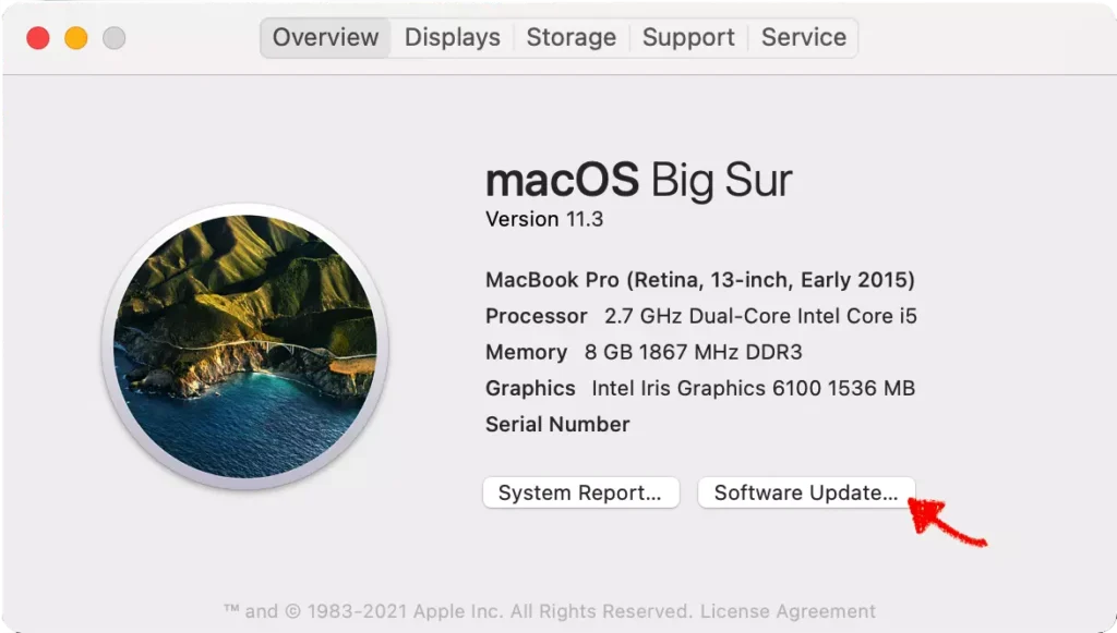 تحديث برنامج macOS Big Sur