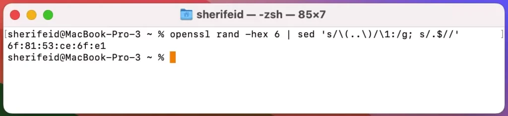 image 6: use terminal command to generate a new MAC address