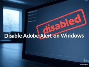 Windows PC with Adobe Genuine Service Alert disabled illustration.