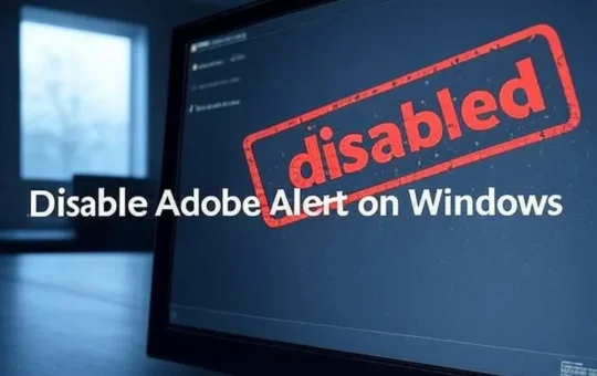 Windows PC with Adobe Genuine Service Alert disabled illustration.