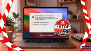 macOS upgrade notification on old Mac showing macOS Tahoe update prompt to block