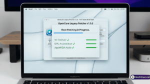 OCLP post install root patching screen on macOS Sequoia old Mac
