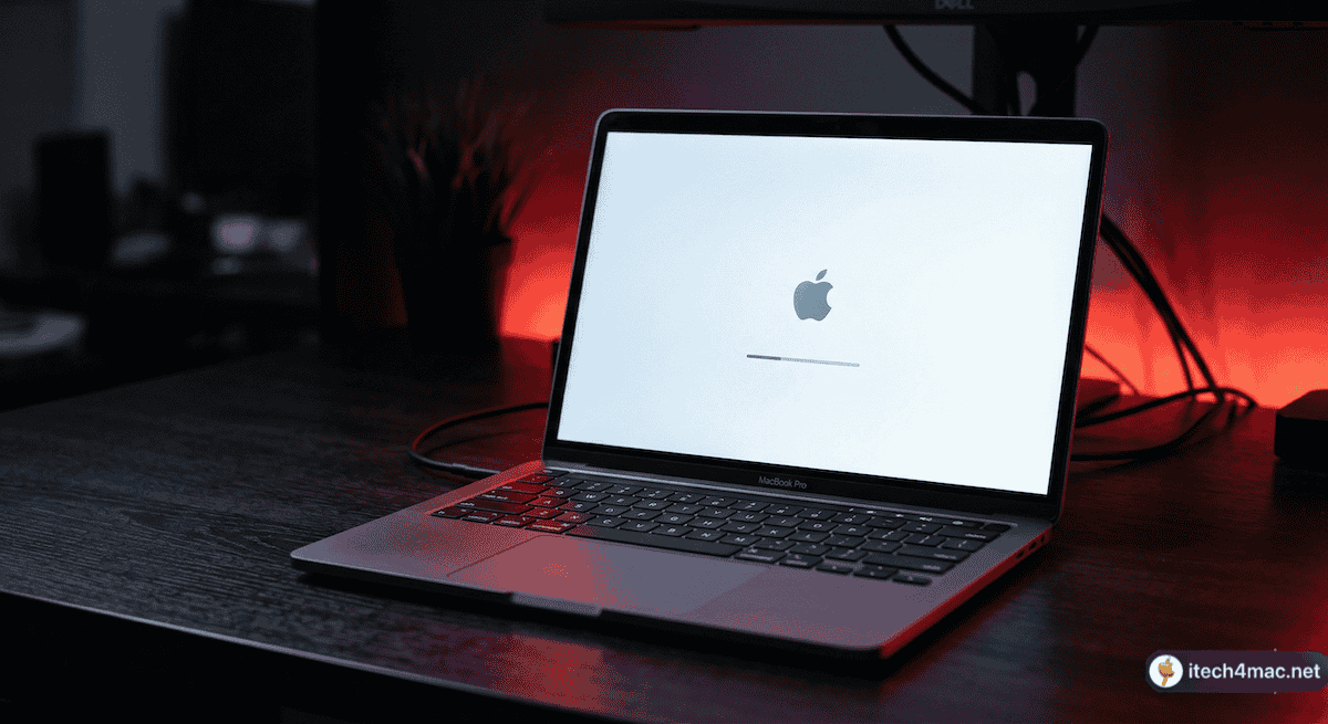 MacBook stuck on Apple logo with frozen progress bar after macOS update