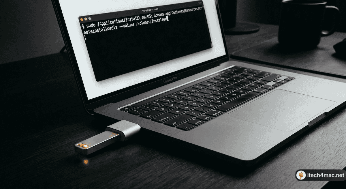 macOS bootable USB installer being created in Terminal for macOS Tahoe installation fix